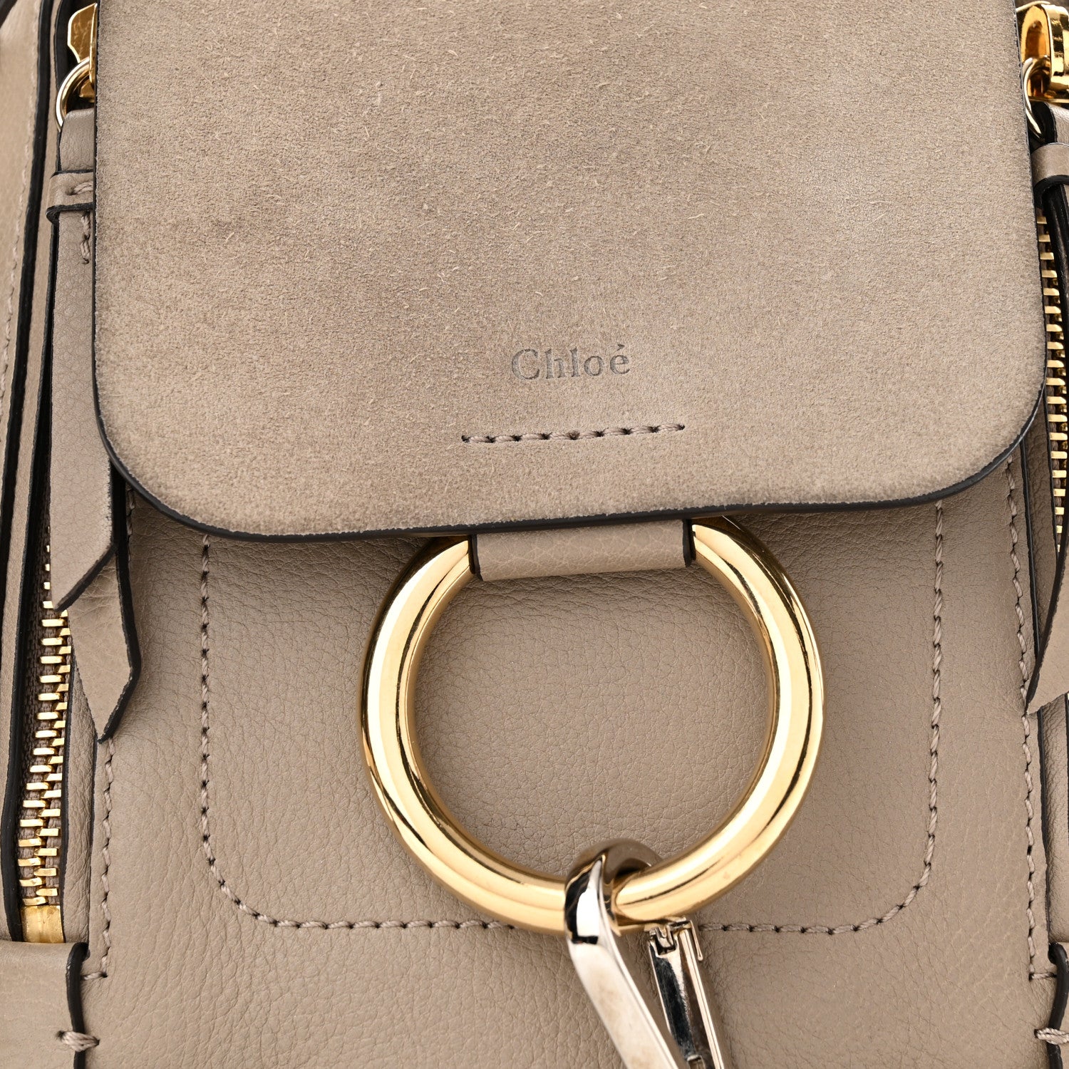 Chloe Suede Calfskin Mini Faye Backpack Motty Grey 8 of 10