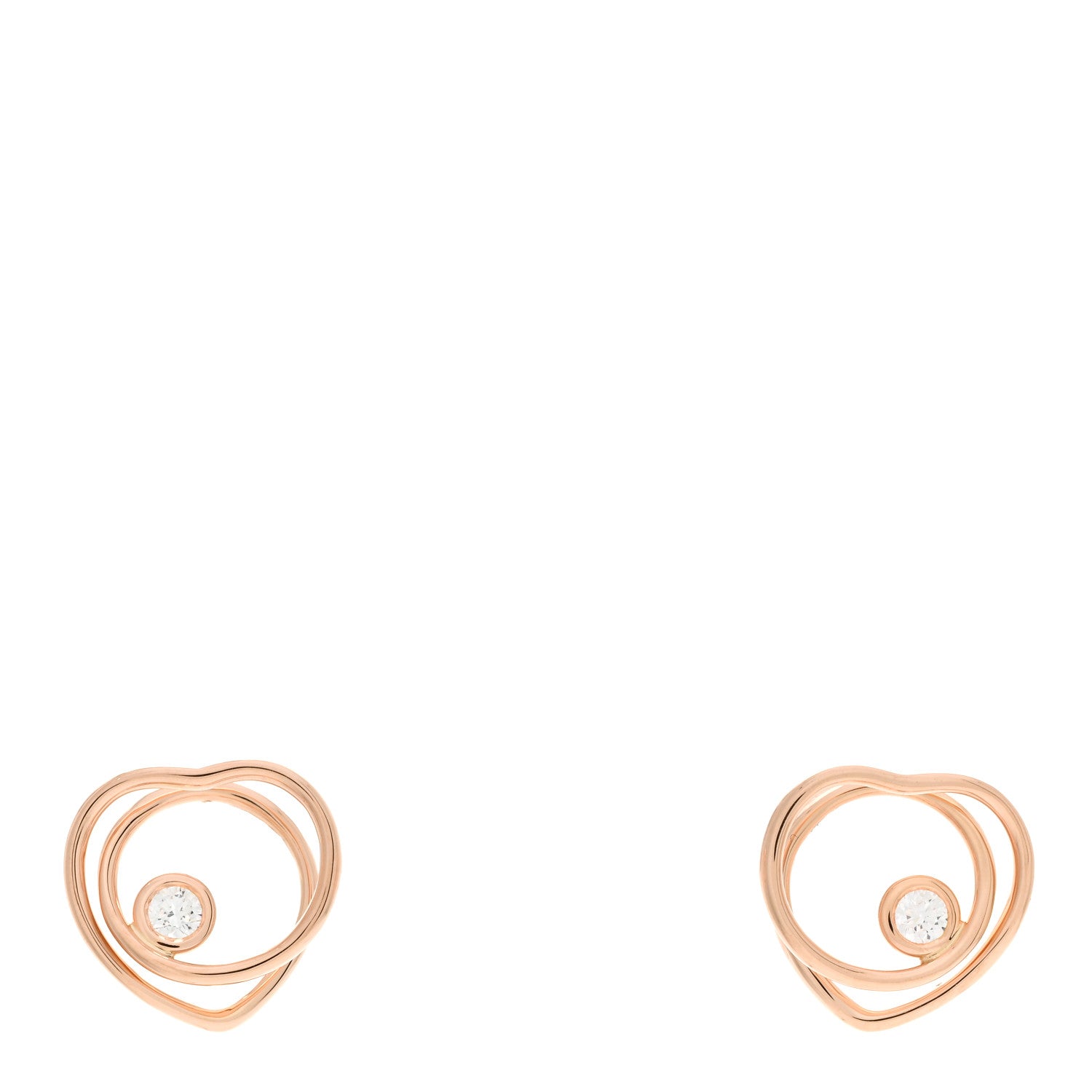 Hermes 18K Rose Gold Diamond TPM Vertige Coeur Earrings 1 of 4