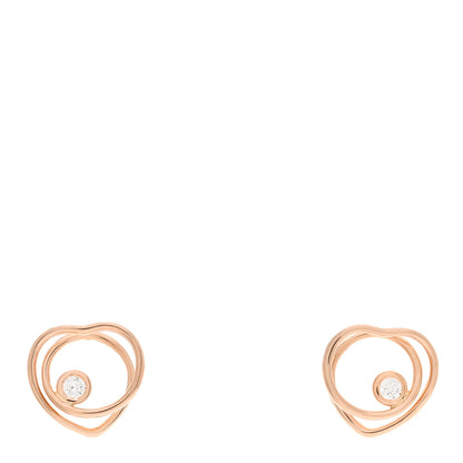 Hermes 18K Rose Gold Diamond TPM Vertige Coeur Earrings 1 of 4