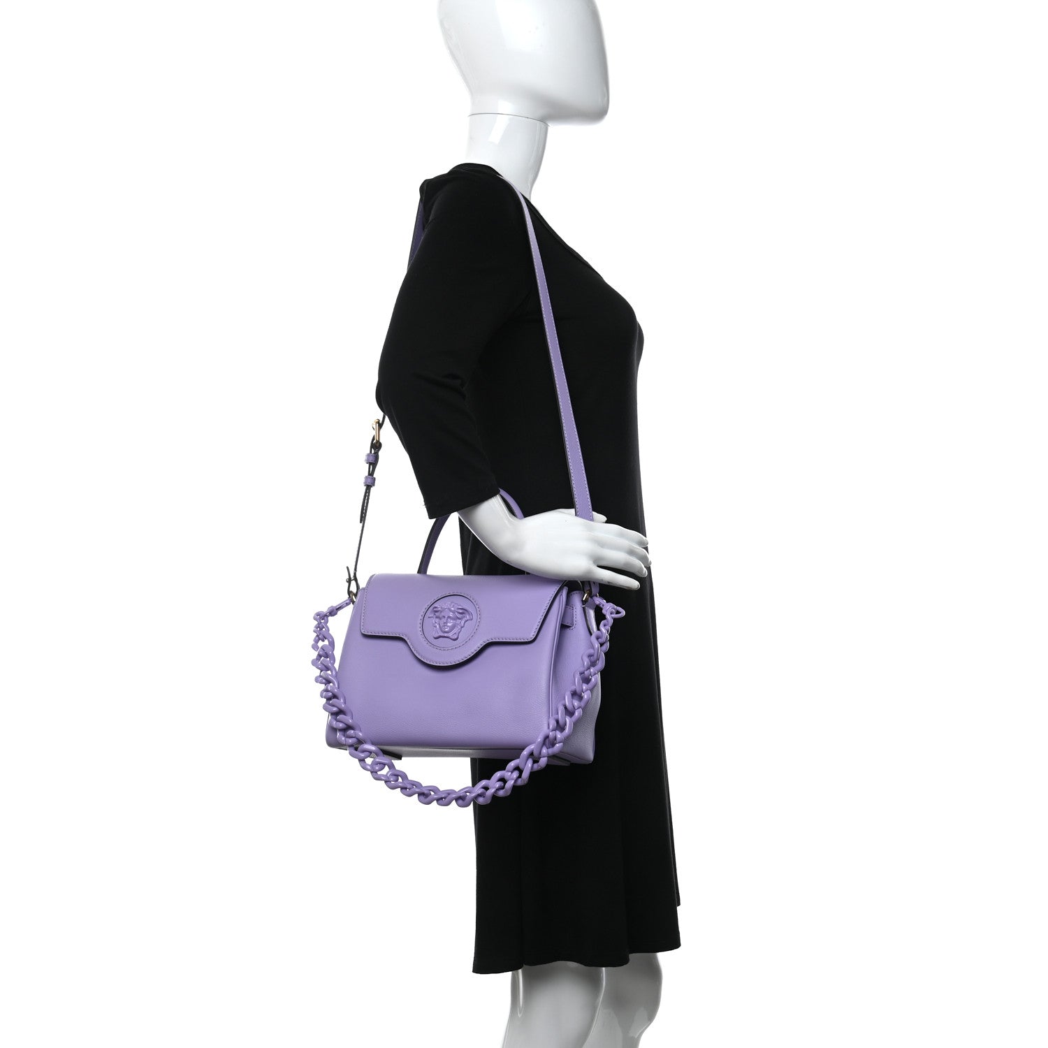Versace Calfskin Medium La Medusa Top Handle Handbag Lilac 2 of 9