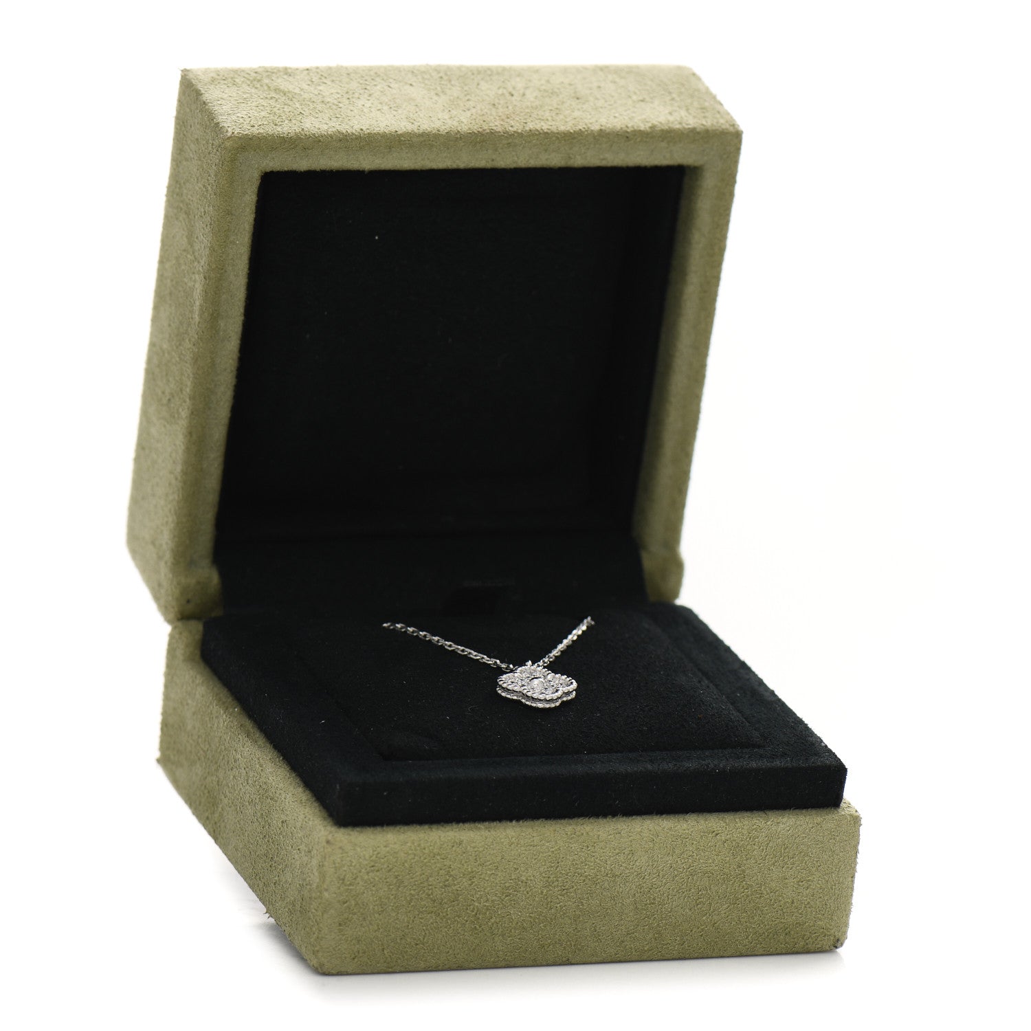 Van Cleef & Arpels 18K White Gold Diamond Sweet Alhambra Pendant Necklace 6 of 6