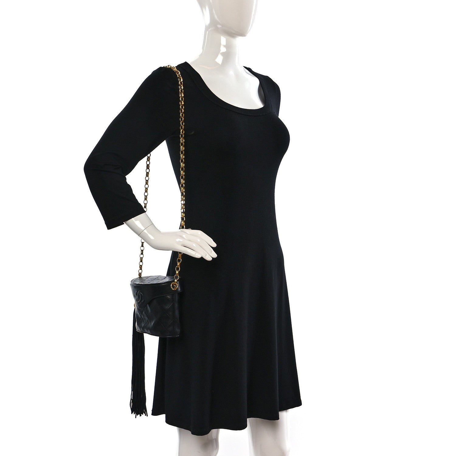 Chanel Lambskin Quilted Tassel Shoulder Bag Black 2 of 11