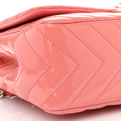 Chanel Patent Chevron Quilted Jumbo Double Flap Light Pink 9 of 11