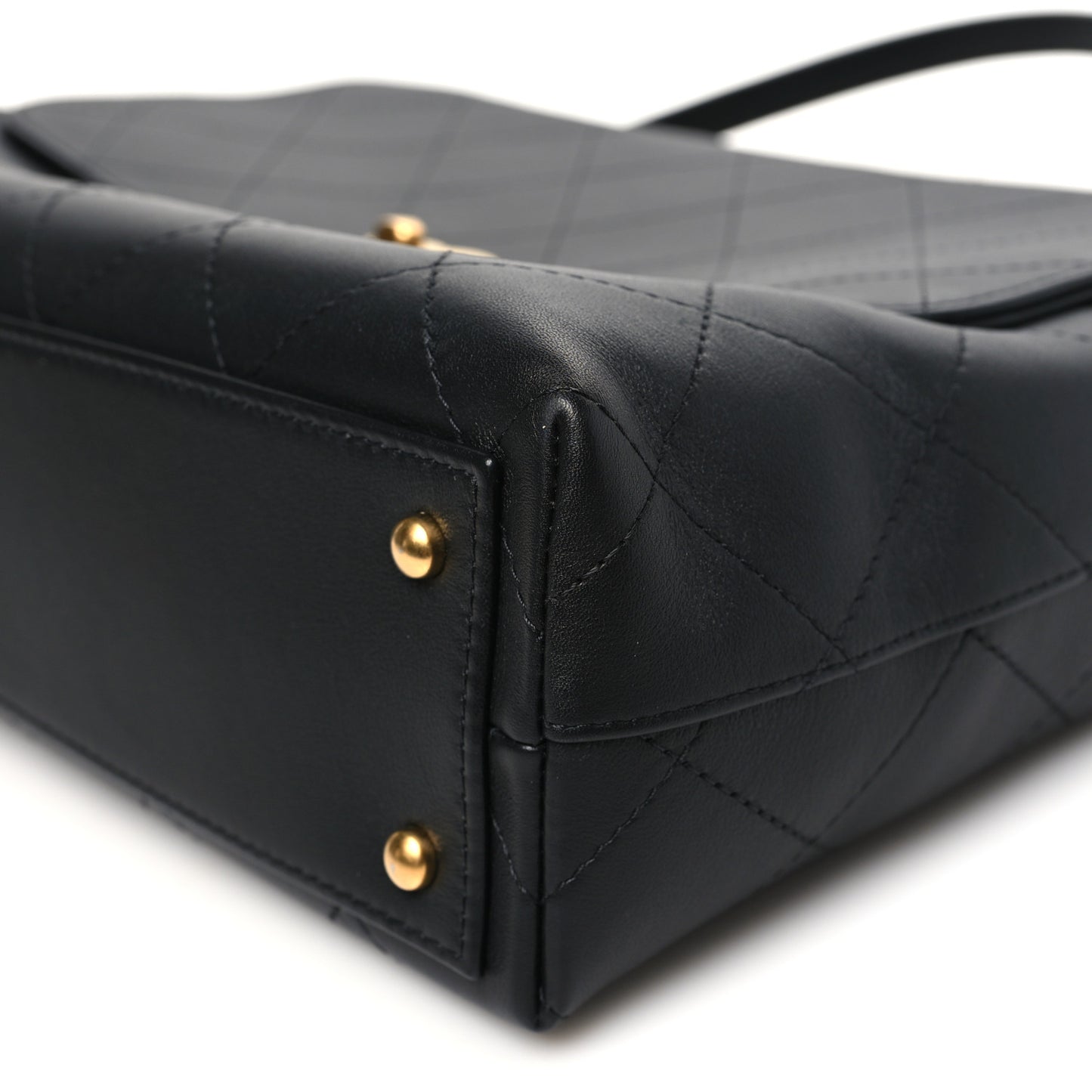 Calfskin Stitched Maxi Flap Top Handle Black