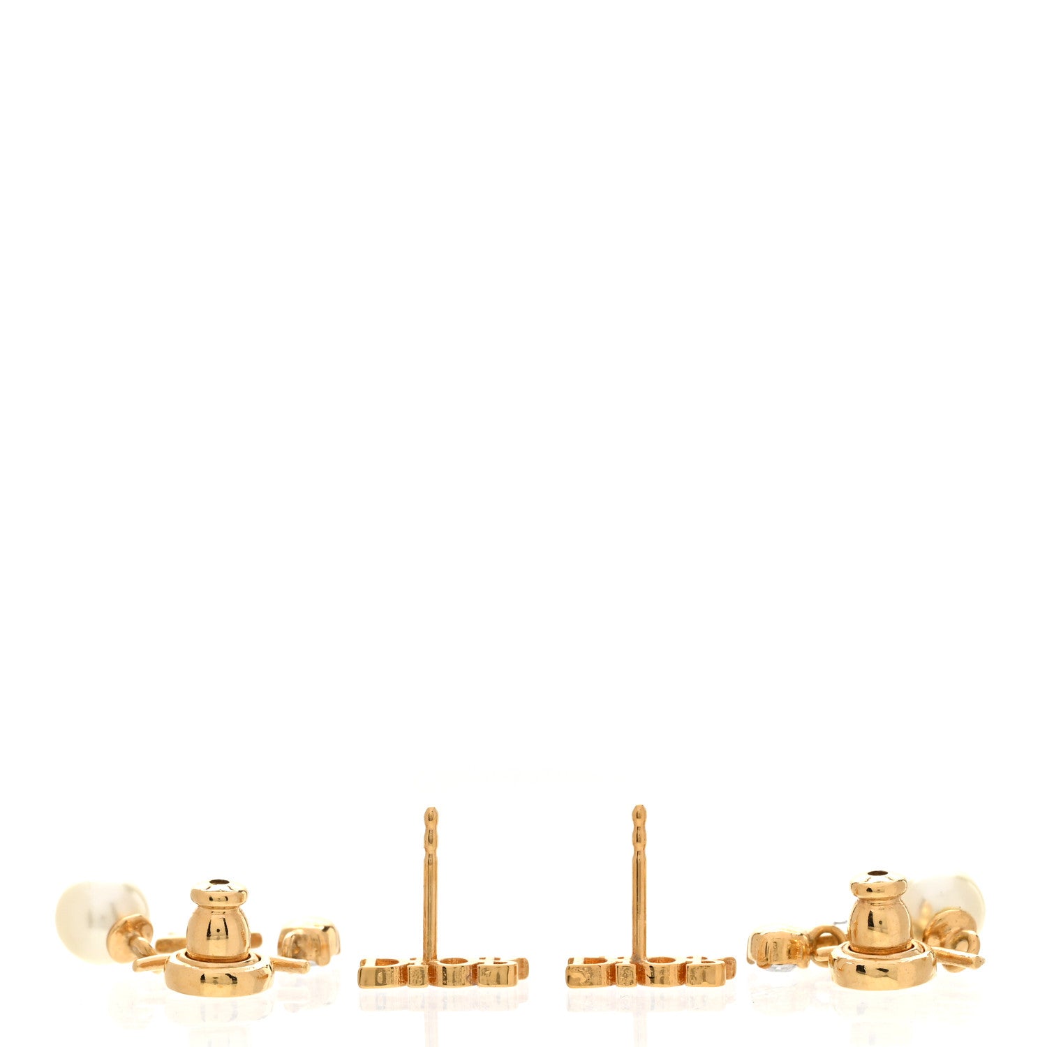 Christian Dior Pearl Crystal Dio(r)evolution Earrings Aged Gold 3 of 5