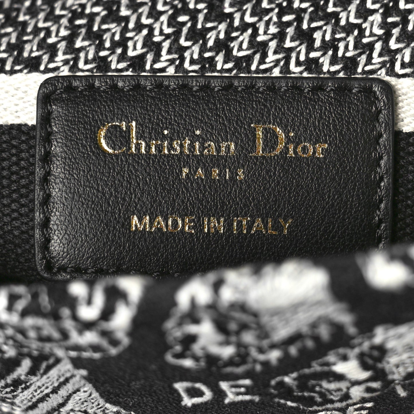 Canvas Embroidered Medium Plan de Paris Lady D-Lite Black White