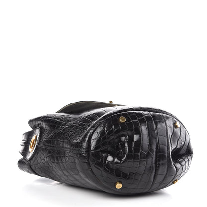 Saint Laurent Alligator Capri Flap Hobo Black 4 of 13