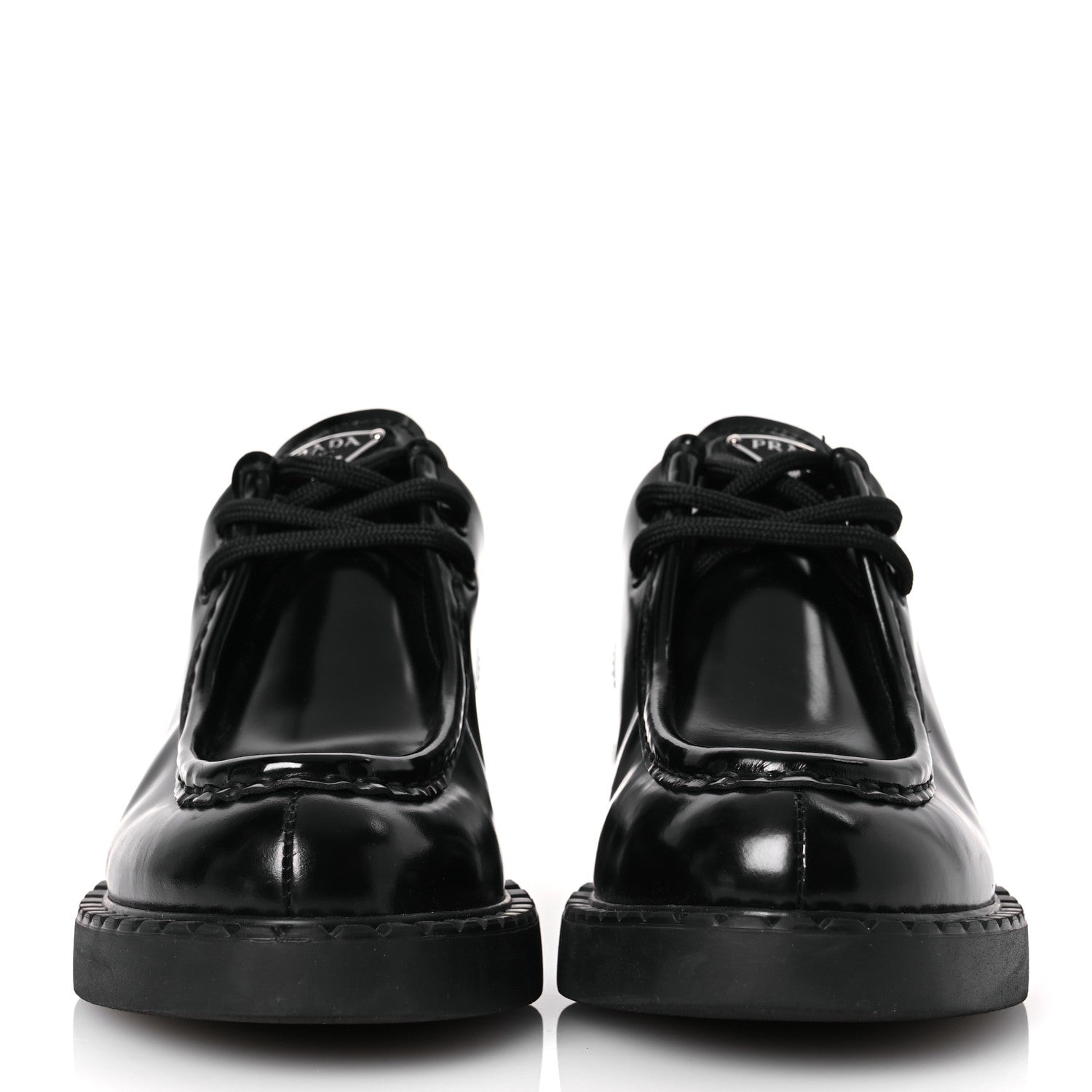 Prada Spazzolato Chocolate Lace Up Loafers 37 Black 3 of 11