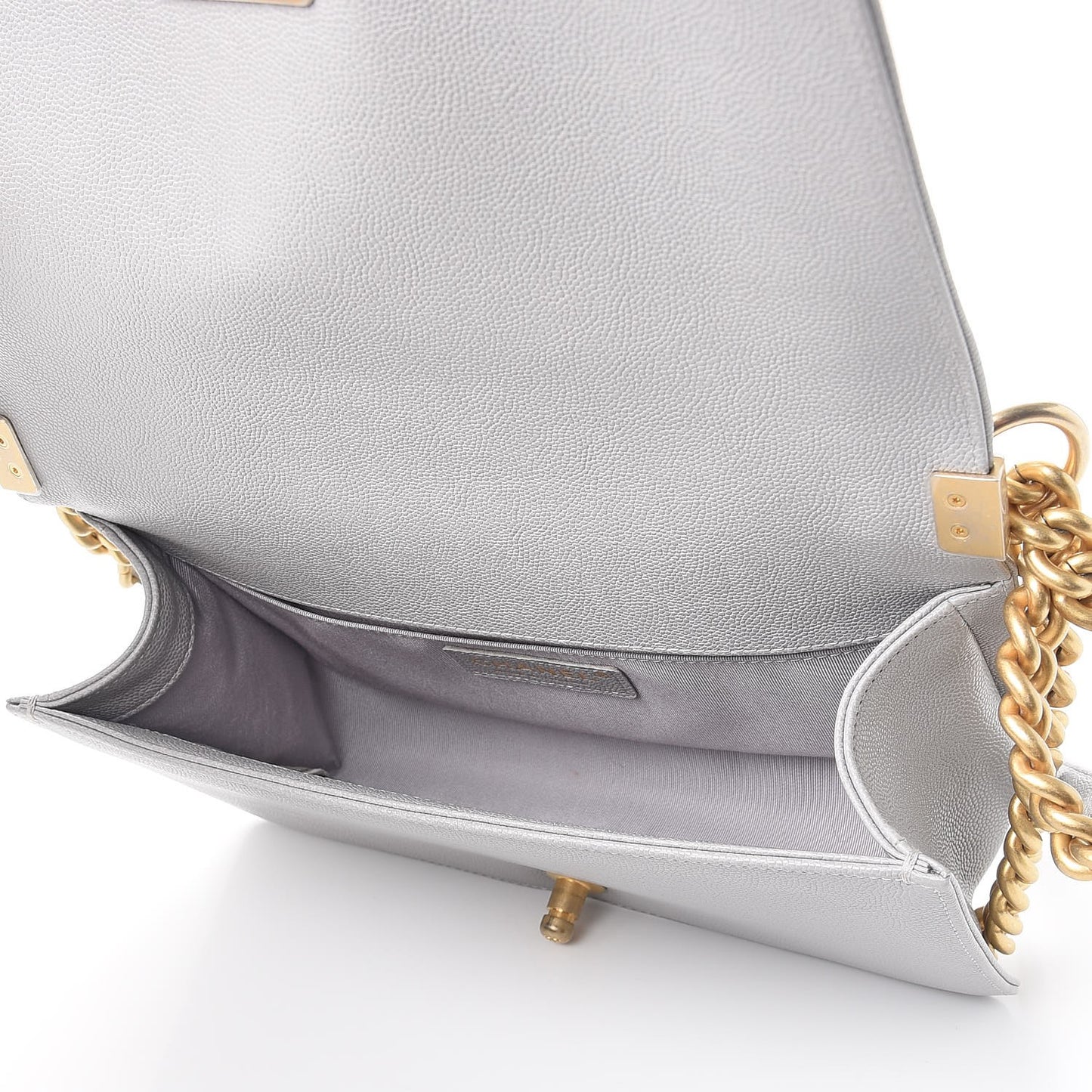 Caviar Quilted Medium Boy Flap Grey