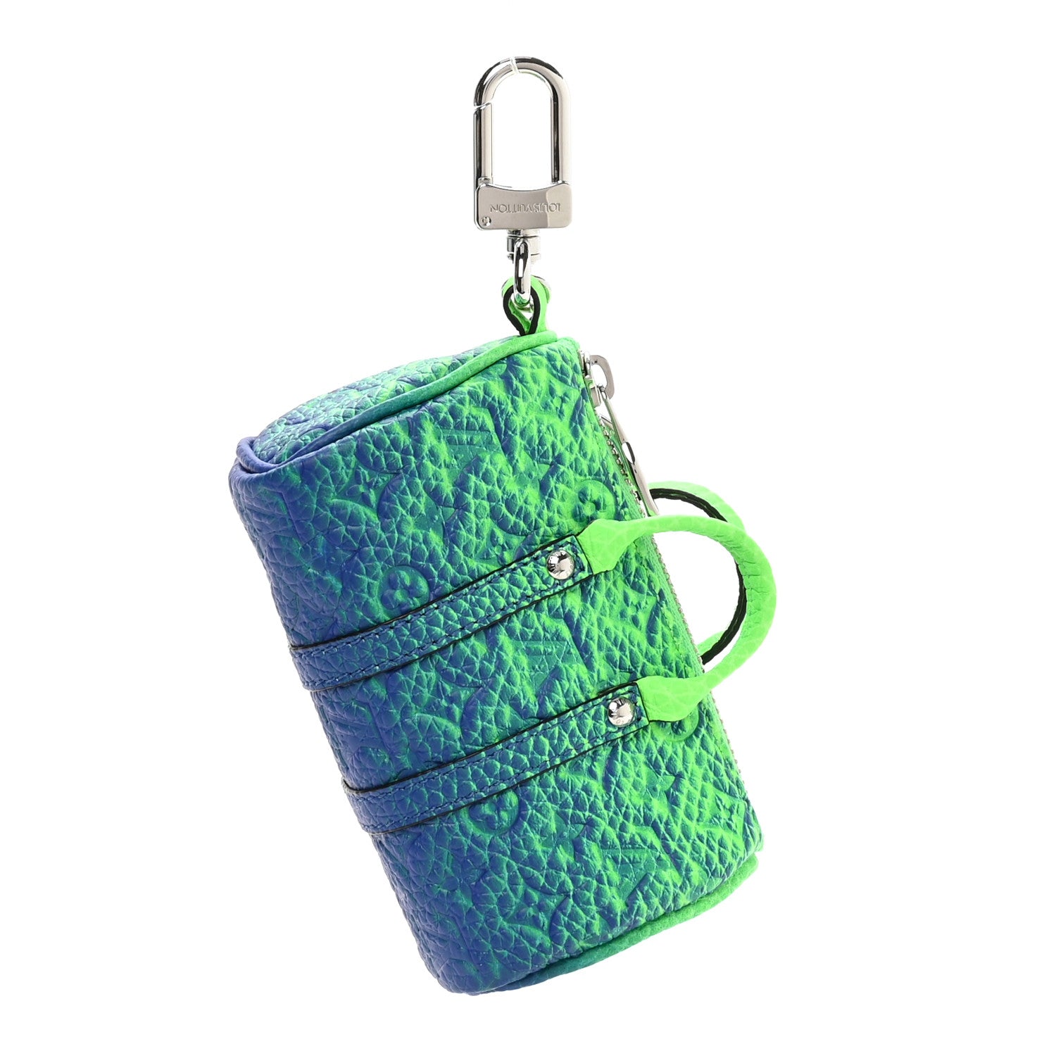 Louis Vuitton Taurillon Illusion Mini Keepall Earphones Pouch Bleu Vert 1 of 4