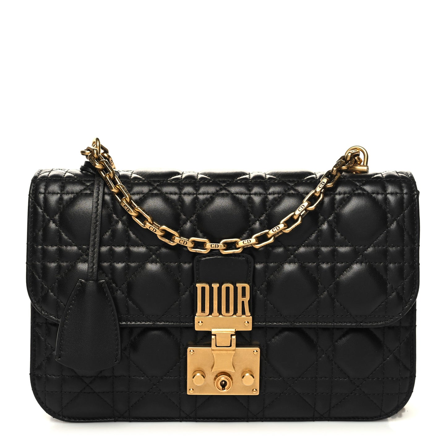 Lambskin Cannage Large Dioraddict Flap Bag Black