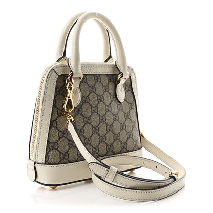Gucci GG Supreme Monogram Azalea Calfskin Mini Horsebit 1955 Top Handle Bag Beige Ebony Mystic White 3 of 12