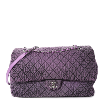 Chanel Denim Quilted Denimpression XXL Flap Purple Black 1 of 9