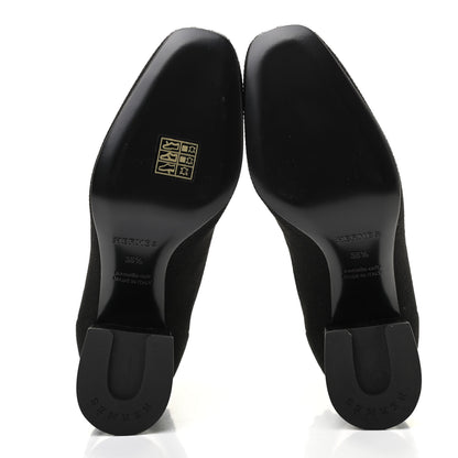 Hermes Knit Calfskin Volver Ankle Boots 36.5 Black 5 of 7