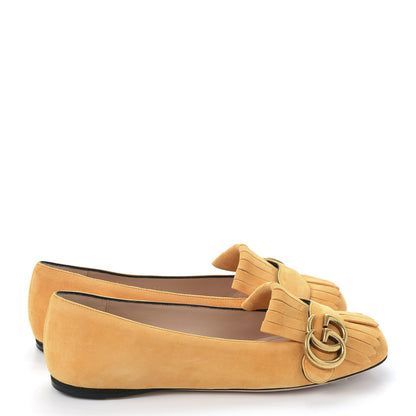 Gucci Kid Scamosciato GG Marmont Fringe Flats 35.5 Crystal Copper 4 of 10
