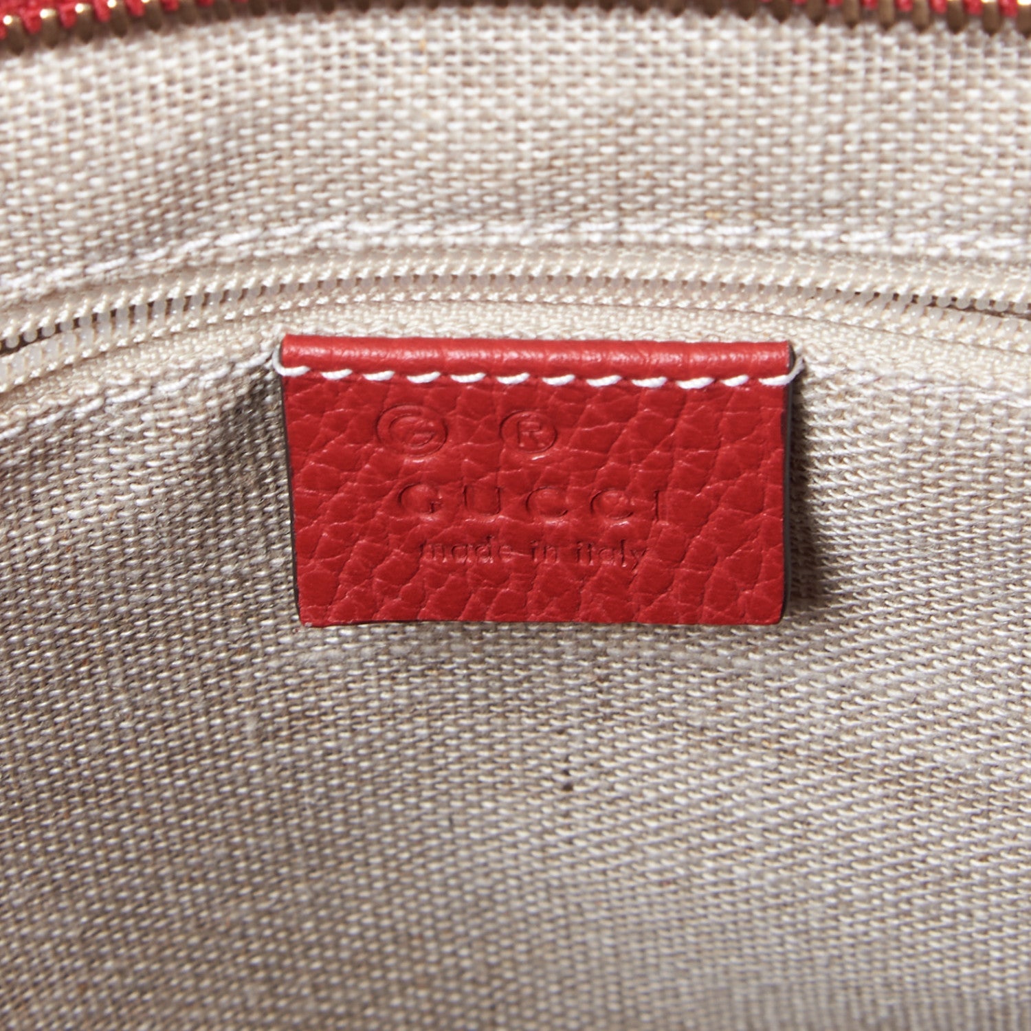 Gucci Monogram Bree Zippered Tote Beige Red 8 of 8