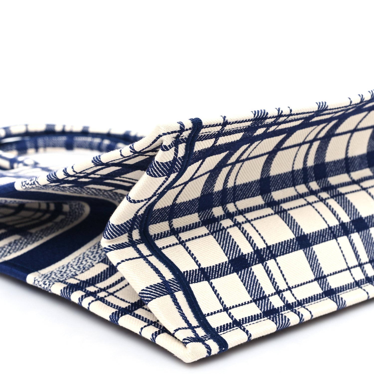 Christian Dior Canvas Embroidered Large Check'n'Dior Book Tote Blue 9 of 11