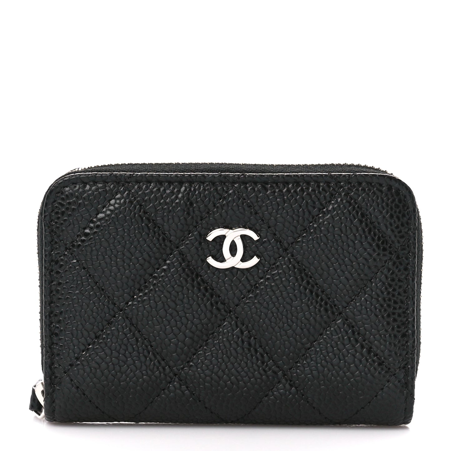 Caviar Quilted Zip Coin Purse Black