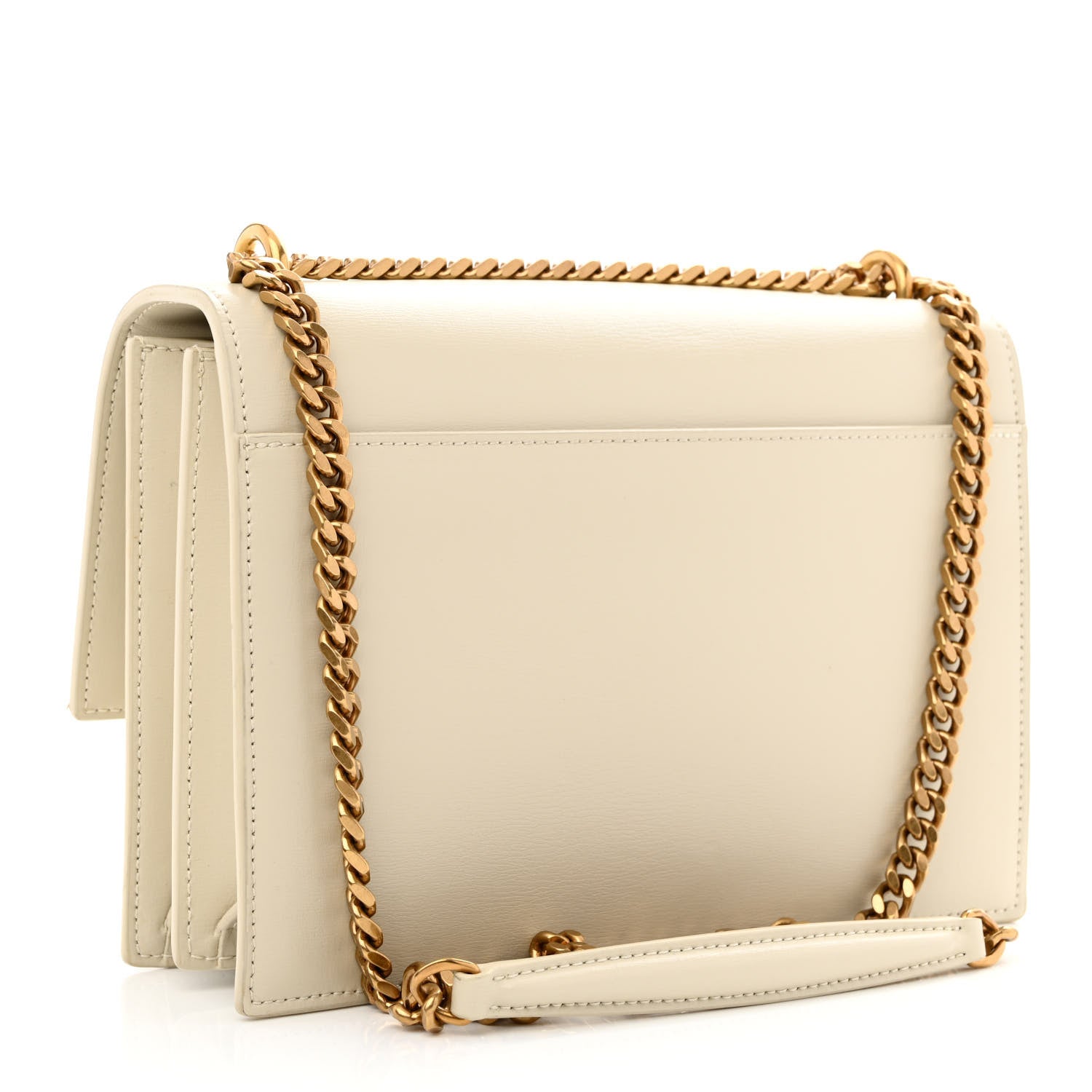 Saint Laurent Smooth Calfskin Medium Monogram Sunset Satchel Blanc Vintage 3 of 10