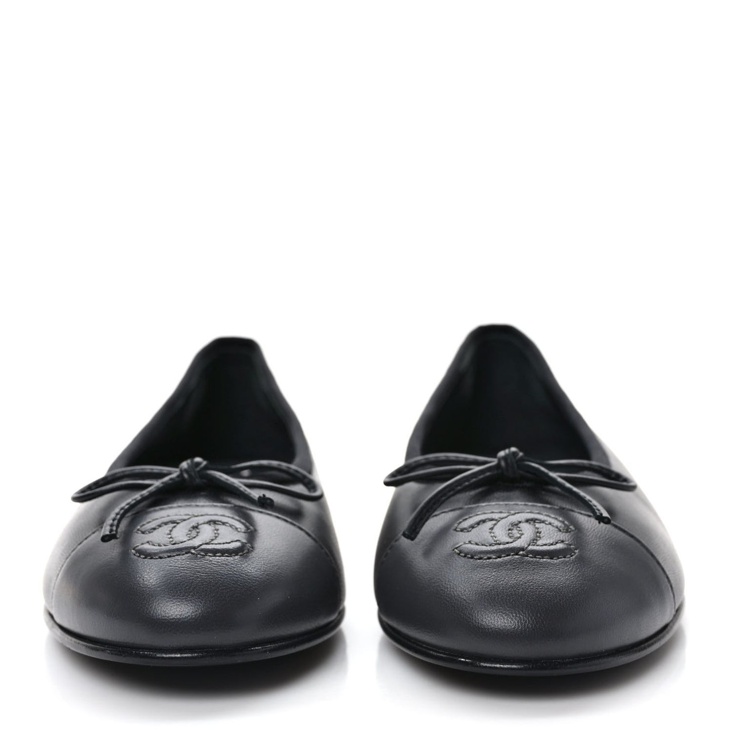 Lambskin Cap Toe CC Ballerina Flats 36.5 Grey Black