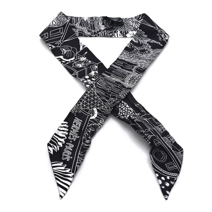 Hermes Silk Animapolis Twilly Black White 1 of 3
