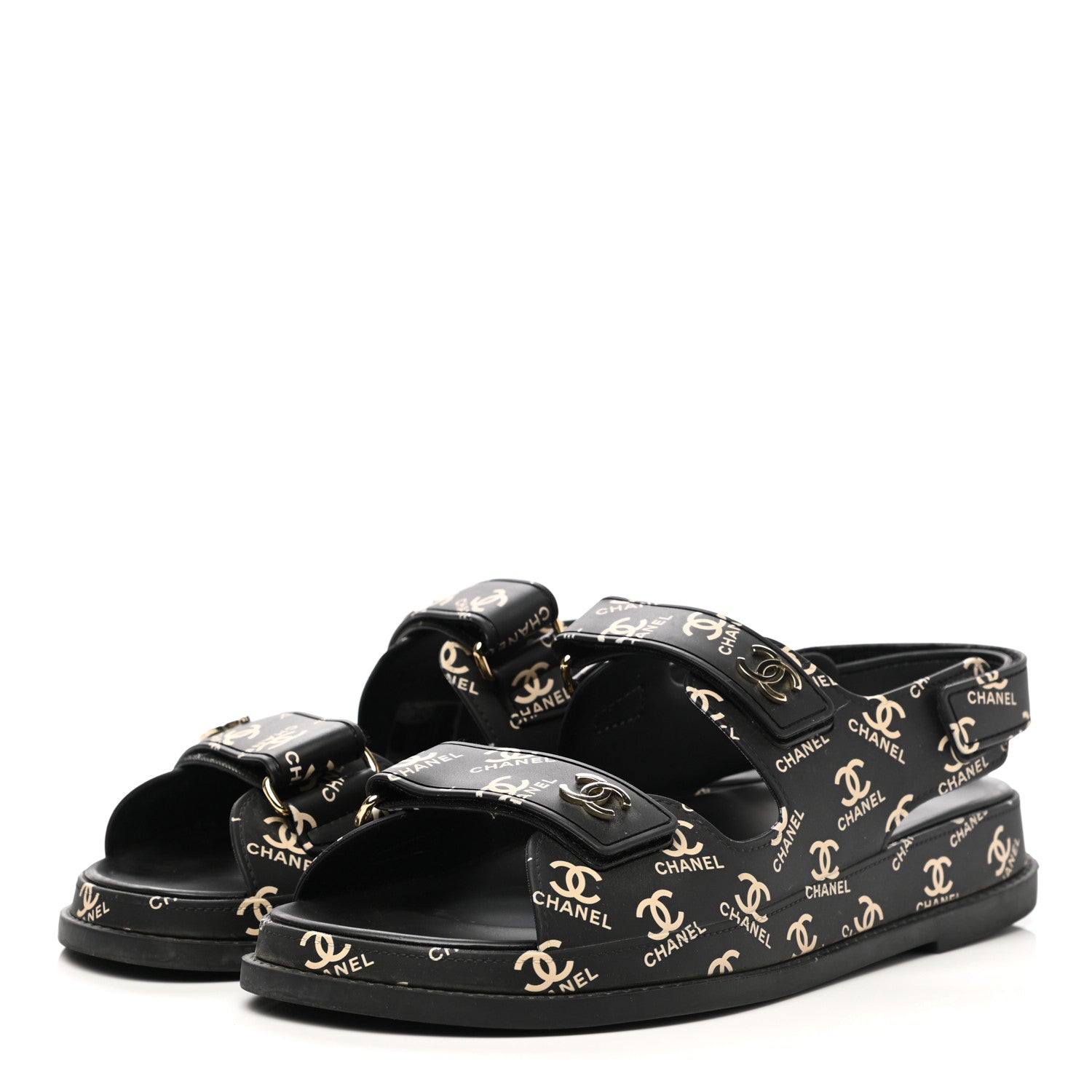 Chanel Rubber CC Dad Sandals 39 Black 3 of 9