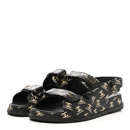 Chanel Rubber CC Dad Sandals 39 Black 3 of 9