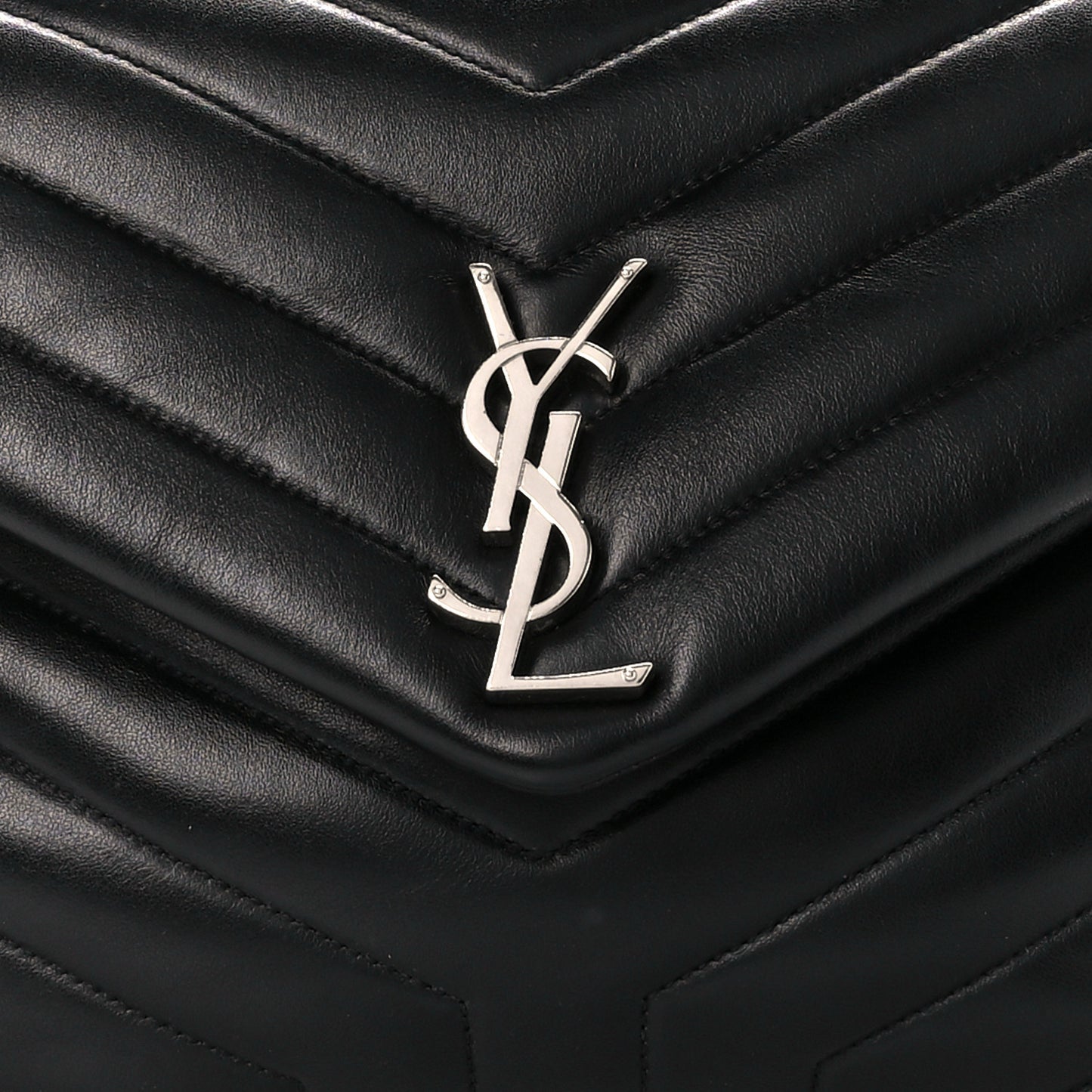 Calfskin Y Quilted Monogram Medium Loulou Chain Satchel Black