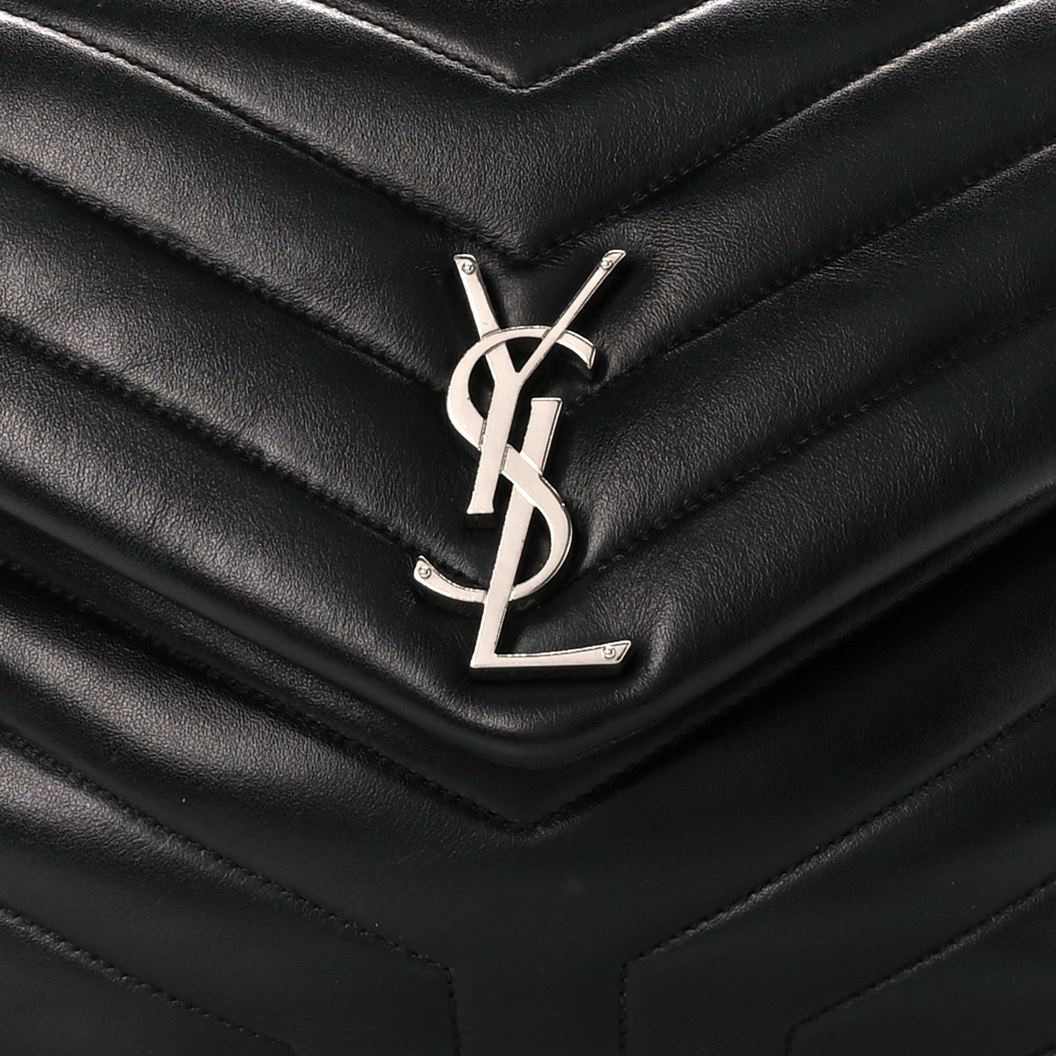 Saint Laurent Calfskin Y Quilted Monogram Medium Loulou Chain Satchel Black 9 of 11