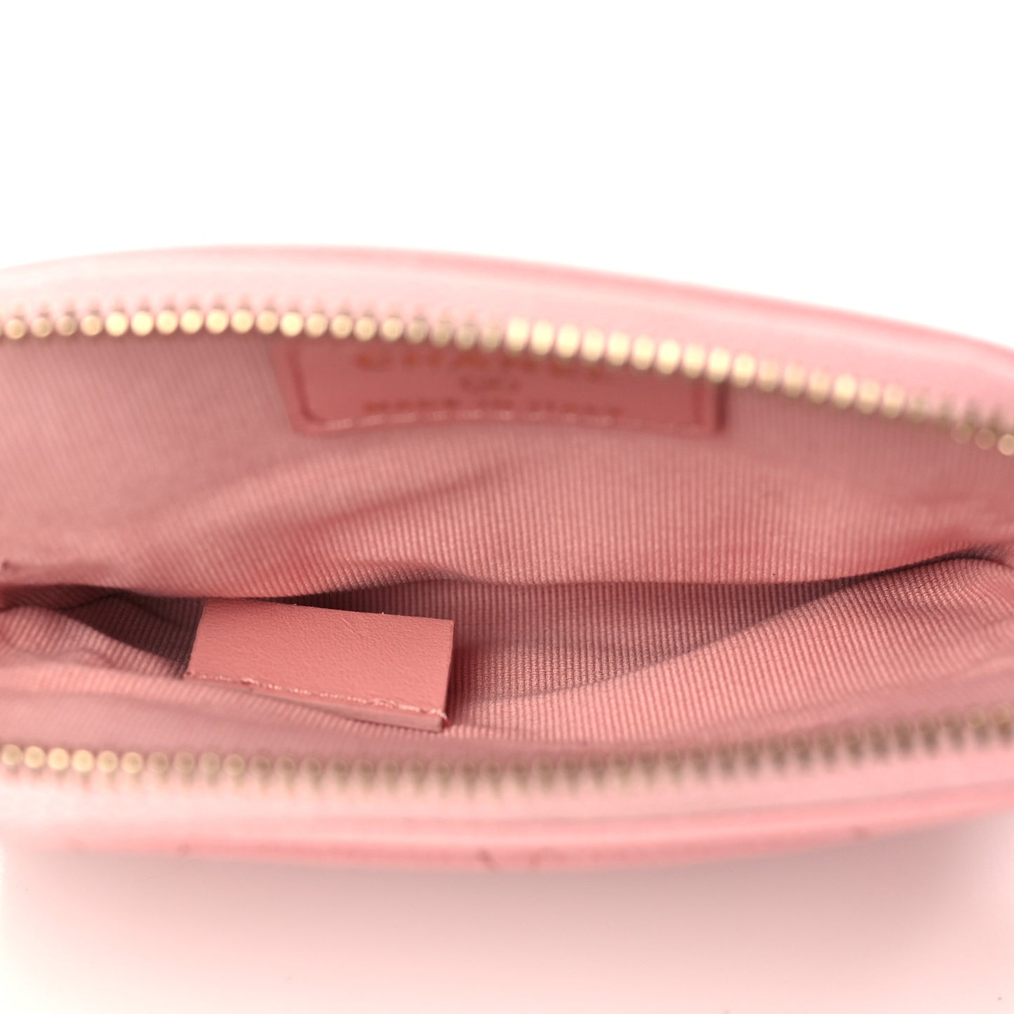 Caviar Quilted Zip Card Holder Wallet Light Pink