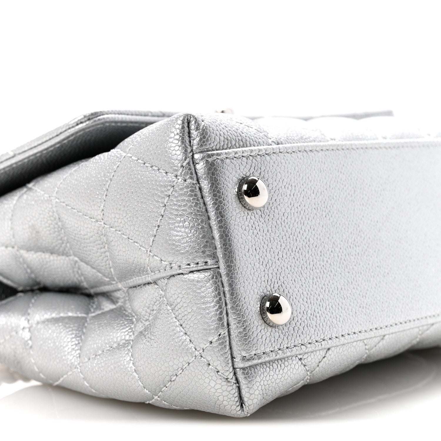 Chanel Metallic Caviar Quilted Mini Coco Handle Flap Silvery 9 of 12