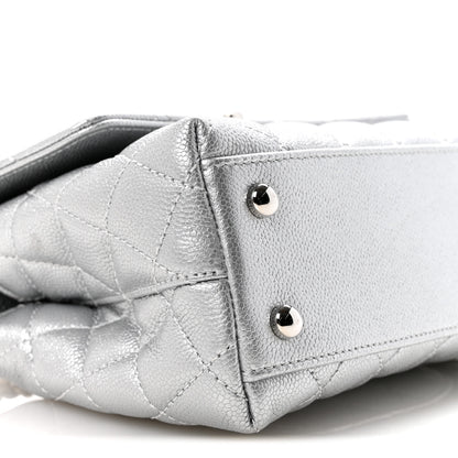 Chanel Metallic Caviar Quilted Mini Coco Handle Flap Silvery 9 of 12