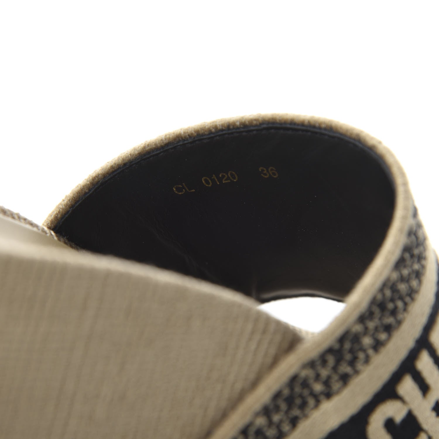 Christian Dior Natural Canvas Embroidered D-Way Platform Sandal 36 Black Cream 8 of 9