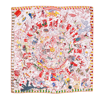 Hermes Cashmere Silk L'Epopee D'Hermes Shawl 140 Gris Chine Rouge Multicolor 1 of 6