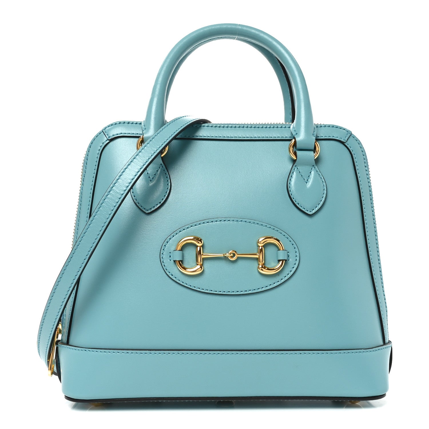 Gucci Boarded Plutone Calfskin Small Horsebit 1955 Top Handle Bag Dusty Azure 1 of 10