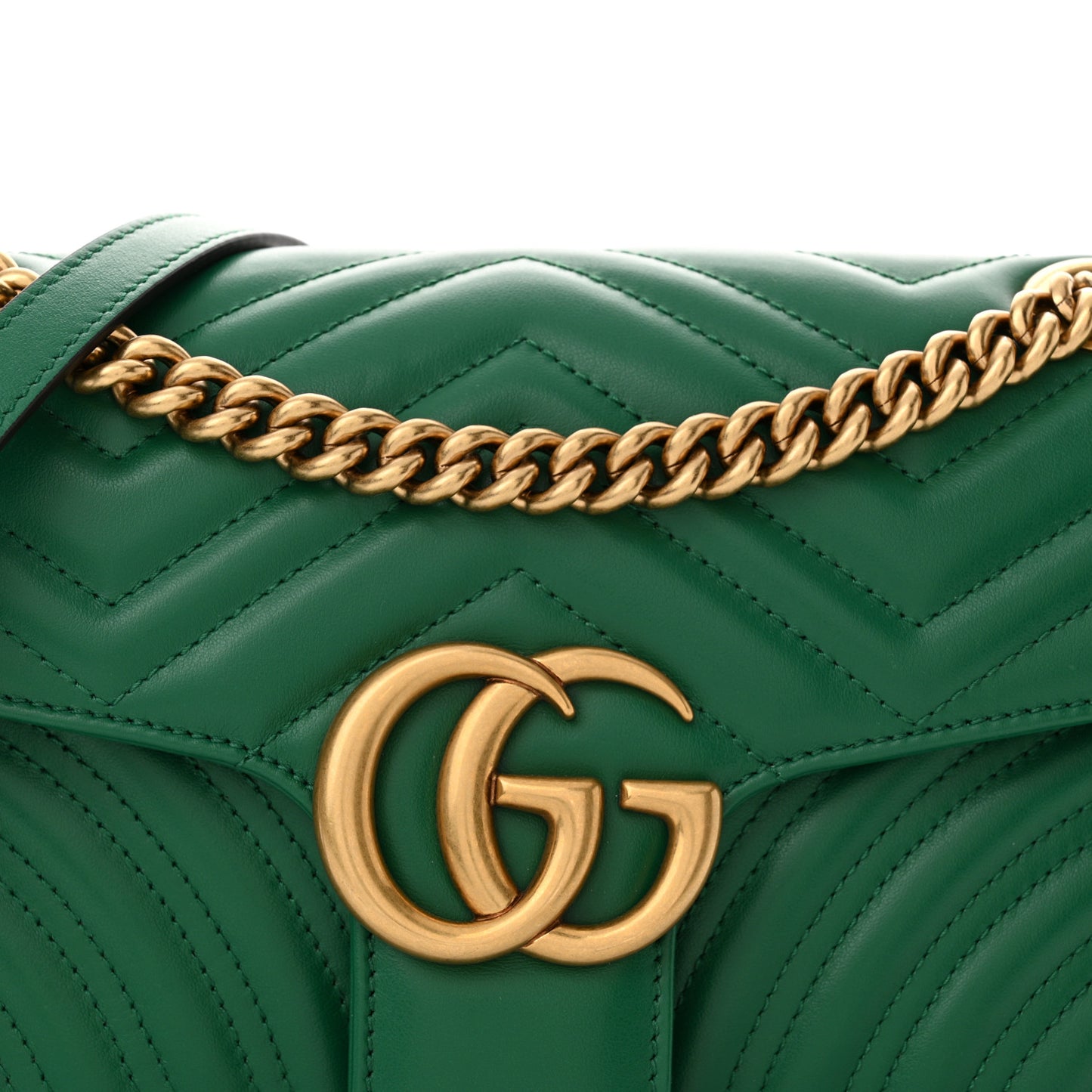 Calfskin Matelasse Small GG Marmont Shoulder Bag Emerald Green