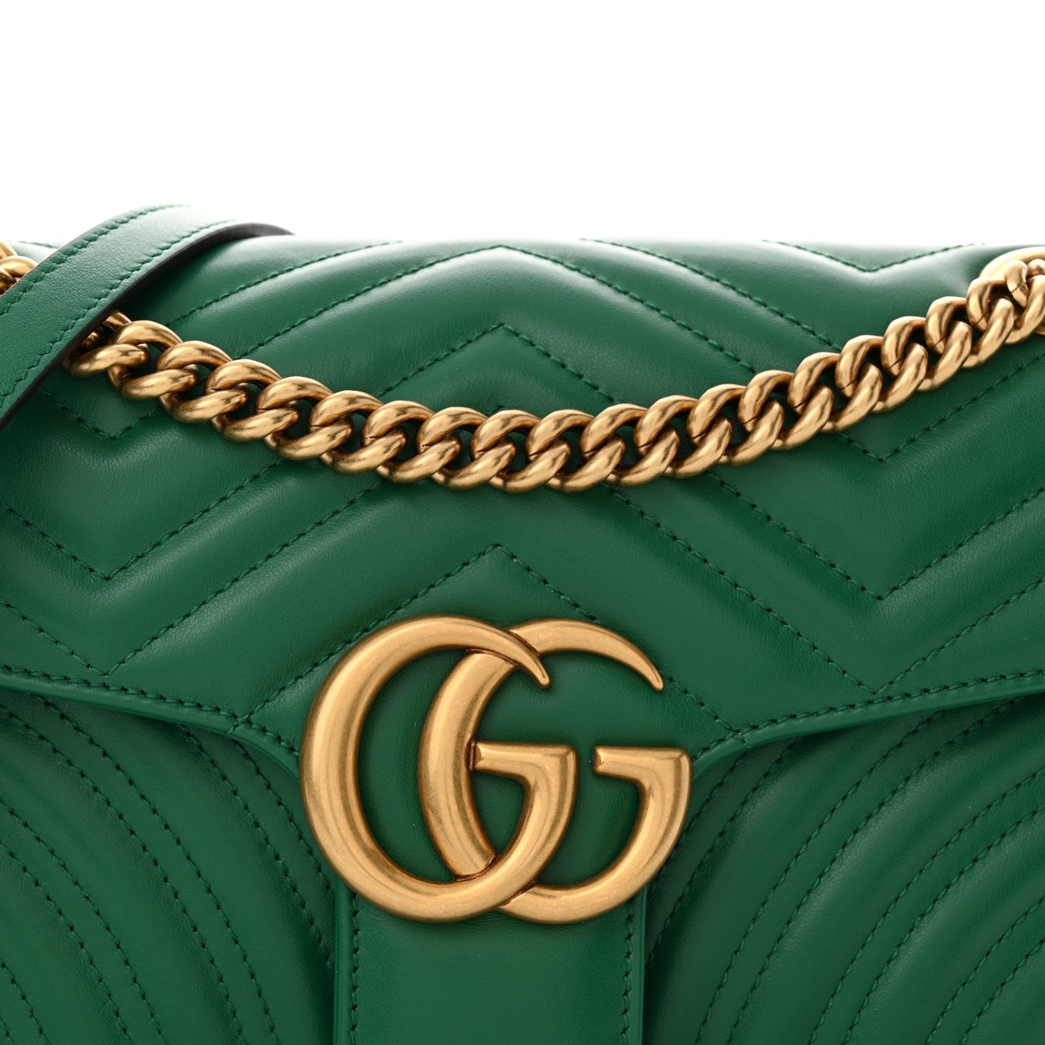 Gucci Calfskin Matelasse Small GG Marmont Shoulder Bag Emerald Green 8 of 12