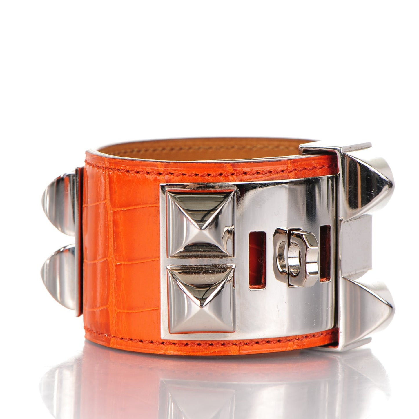 Shiny Alligator Collier De Chien CDC Bracelet L Orange