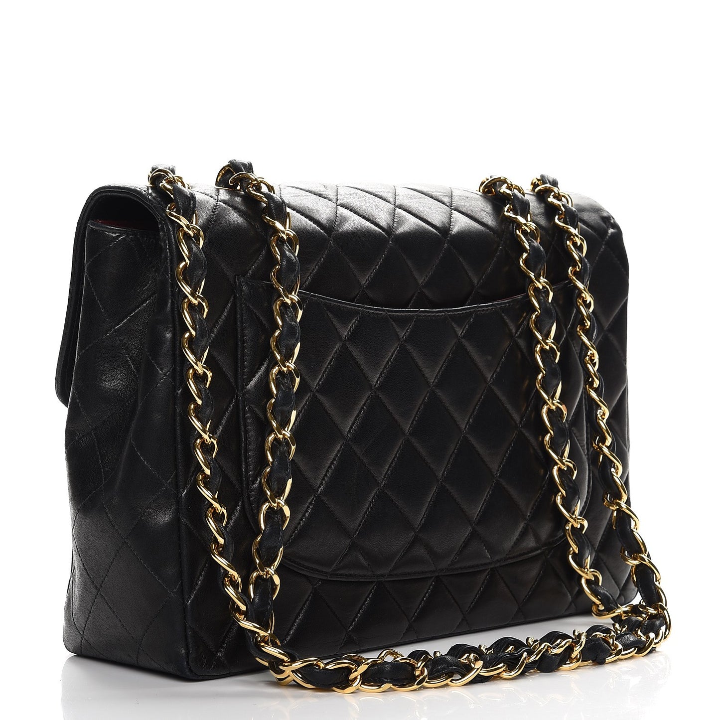 Lambskin Quilted Jumbo Single Flap Black
