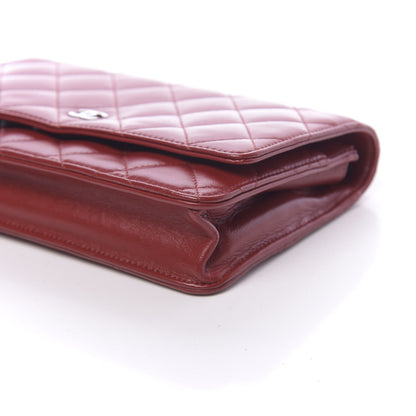 Chanel Lambskin Quilted Wallet On Chain WOC Red 9 of 12