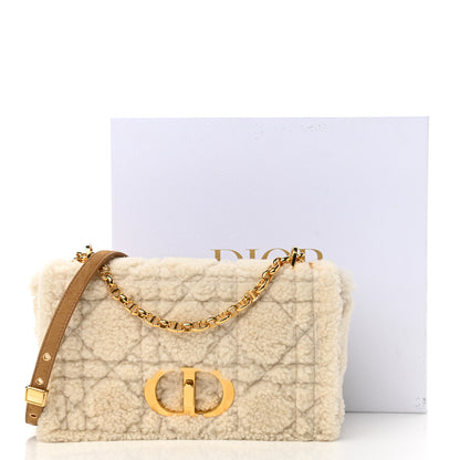 Christian Dior Shearling Cannage Medium Caro Bag Natural 11 of 11