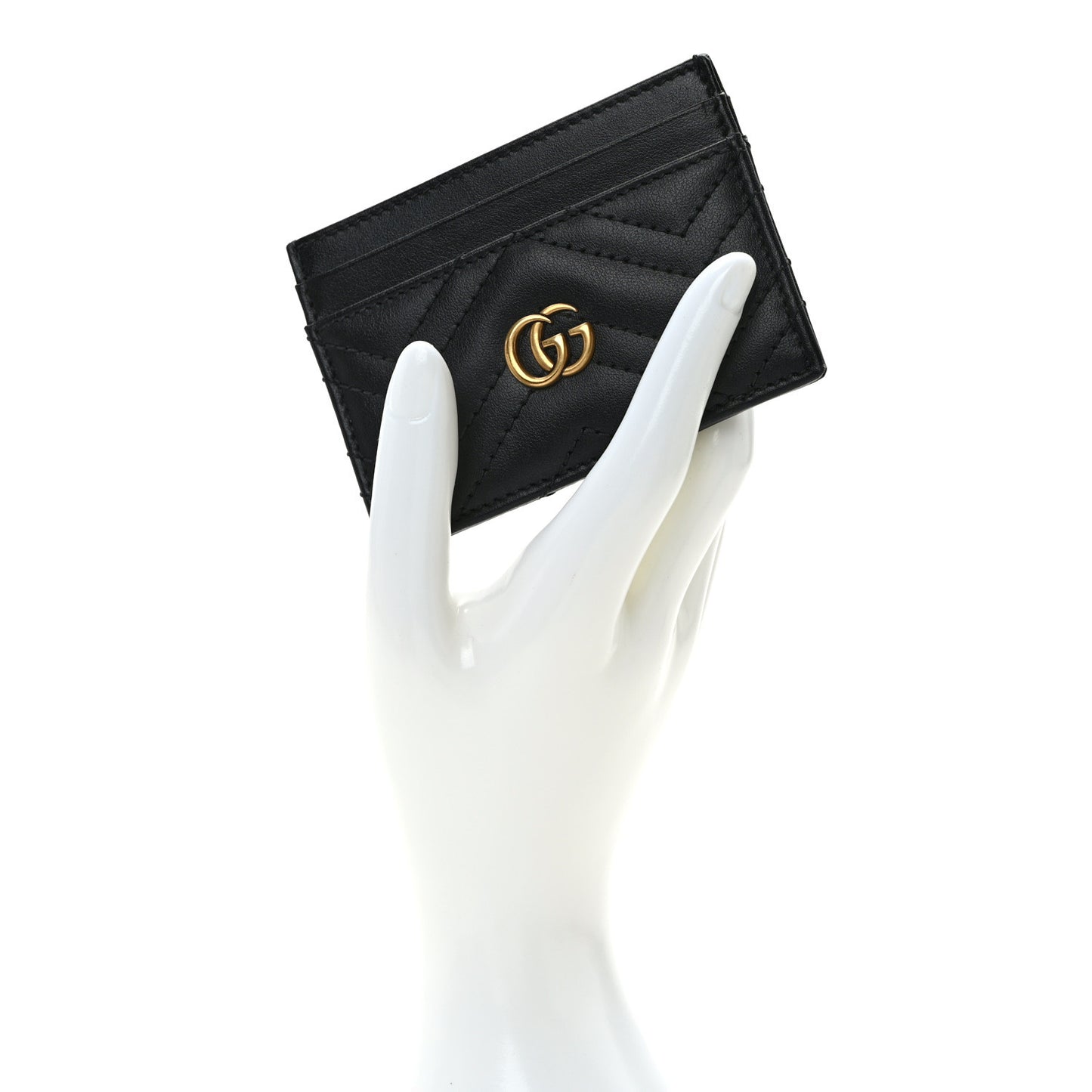Calfskin Matelasse GG Marmont Card Holder Black