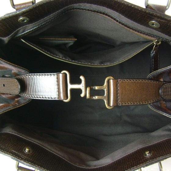 Calf Hair Zucca De Jour Media Tote Brown