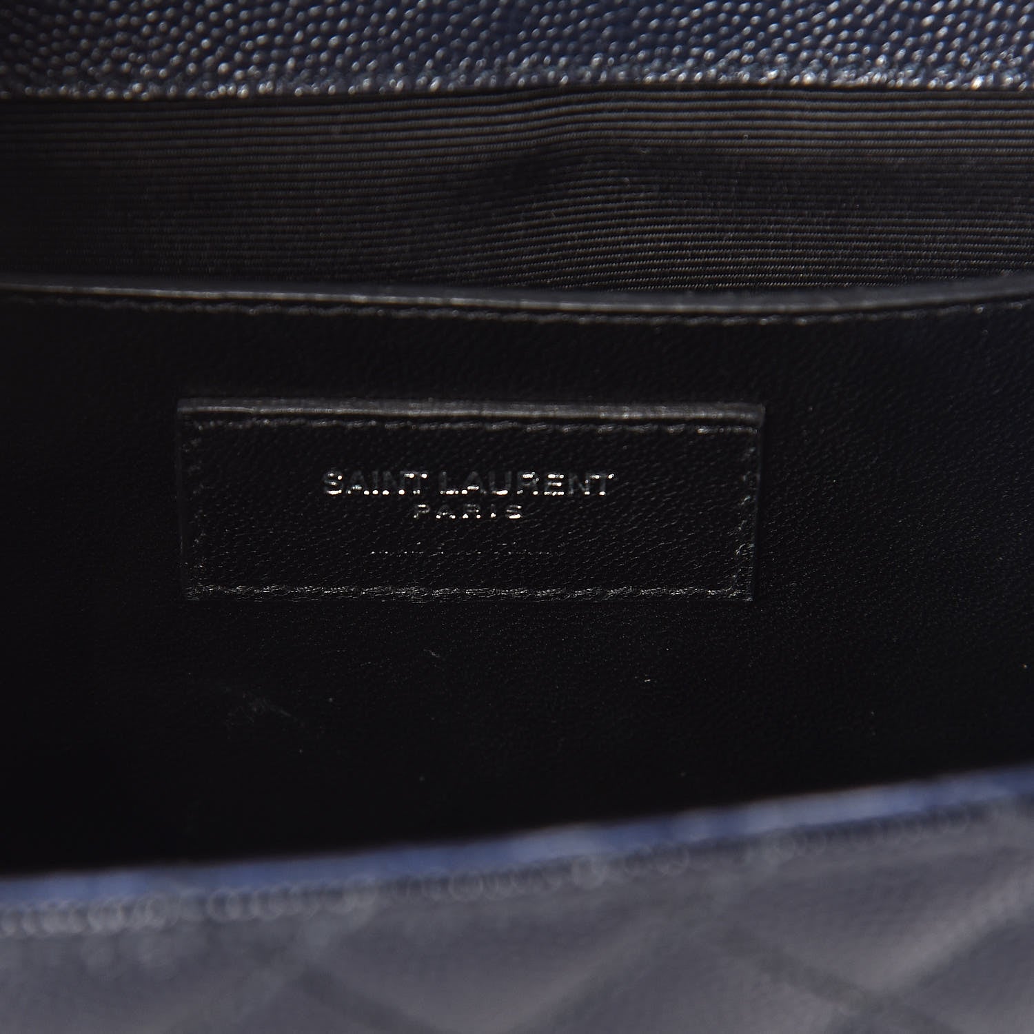 Saint Laurent Grain De Poudre Textured Mixed Matelasse Triquilt Medium Monogram Satchel Deep Marine 8 of 10