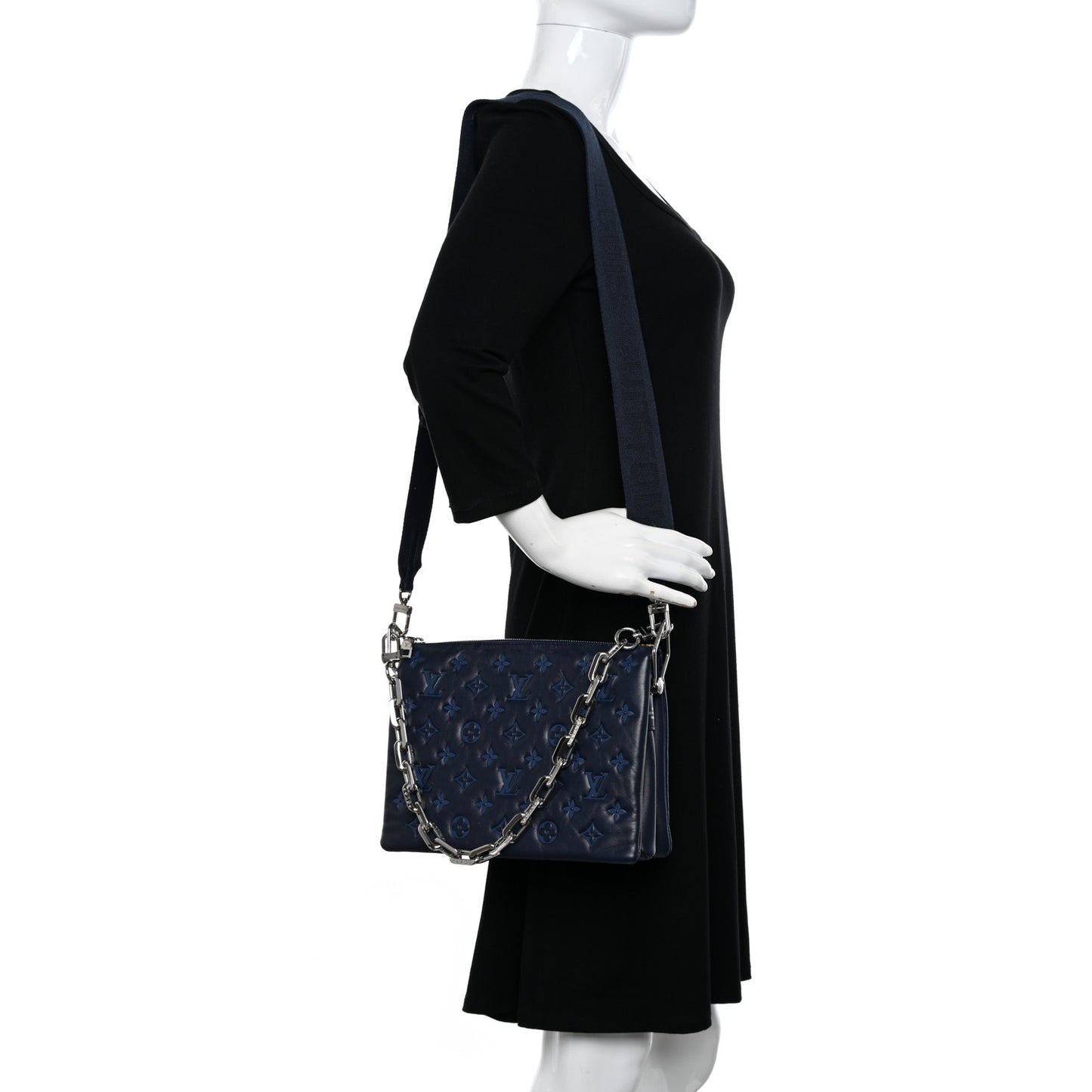 Lambskin Embossed Monogram Coussin PM Navy