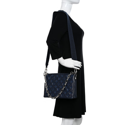 Louis Vuitton Lambskin Embossed Monogram Coussin PM Navy 2 of 10