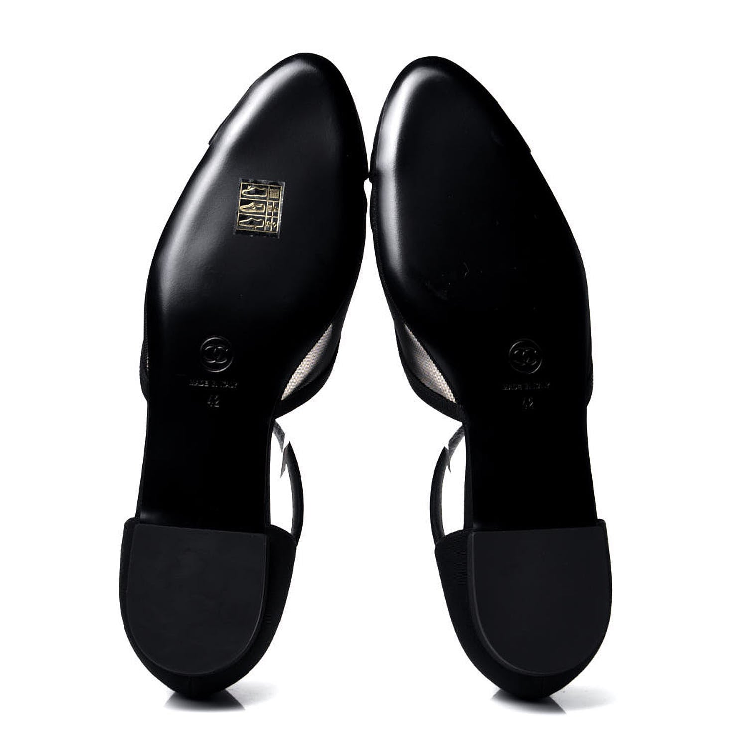 Chanel Mesh Grosgrain Cap Toe CC Flats 42 Black 5 of 6