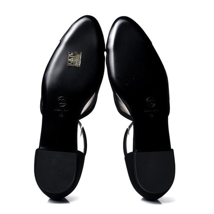 Chanel Mesh Grosgrain Cap Toe CC Flats 42 Black 5 of 6