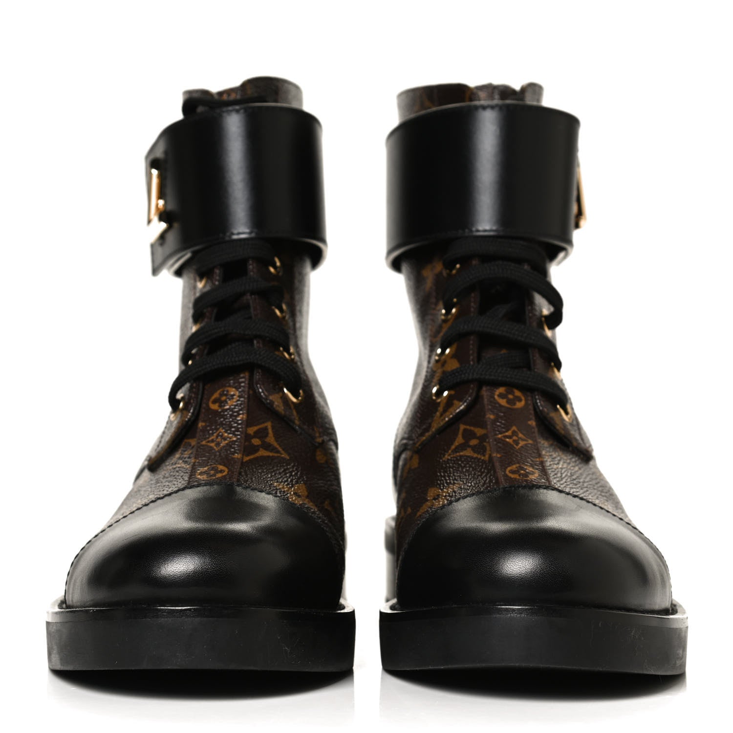 Louis Vuitton Calfskin Monogram Wonderland Flat Ranger Boots 39.5 Black 2 of 10