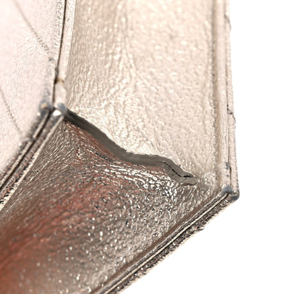 Saint Laurent Metallic Crackled Calfskin Matelasse Chevron Monogram Envelope Chain Wallet Gold 9 of 11